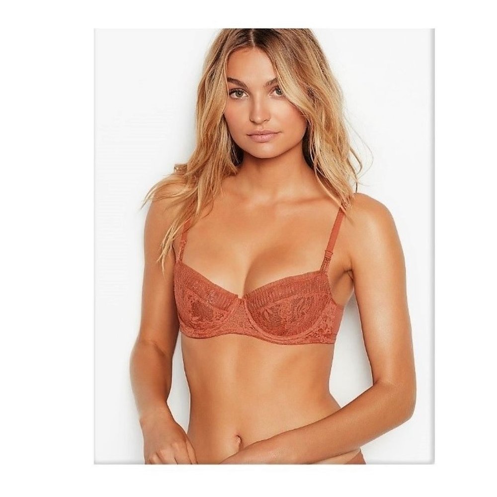 32DDD VICTORIAS SECRET Dream Angels Unlined Push Up Bra Canyon Rose Gold shimmer